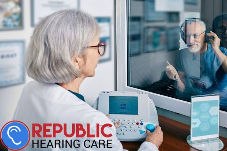 man taking a hearing test
