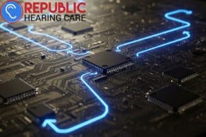 microchip with glowing blue lines